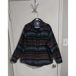 L.L. Bean Women's Multicolor Shacket Shirt Jacket 2X Button Front Cozy Preppy